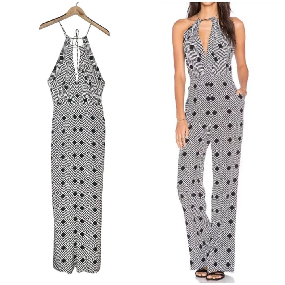 Diane von Furstenberg | Women | 100% Silk Geometric Halter Neck Jumpsuit | Sz 4